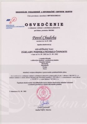Certifikát 3